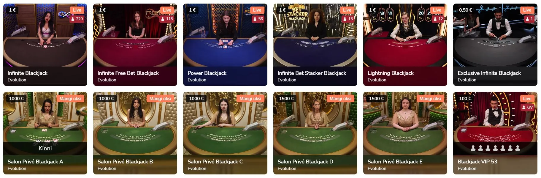 eesti internetikasiinod Blackjack